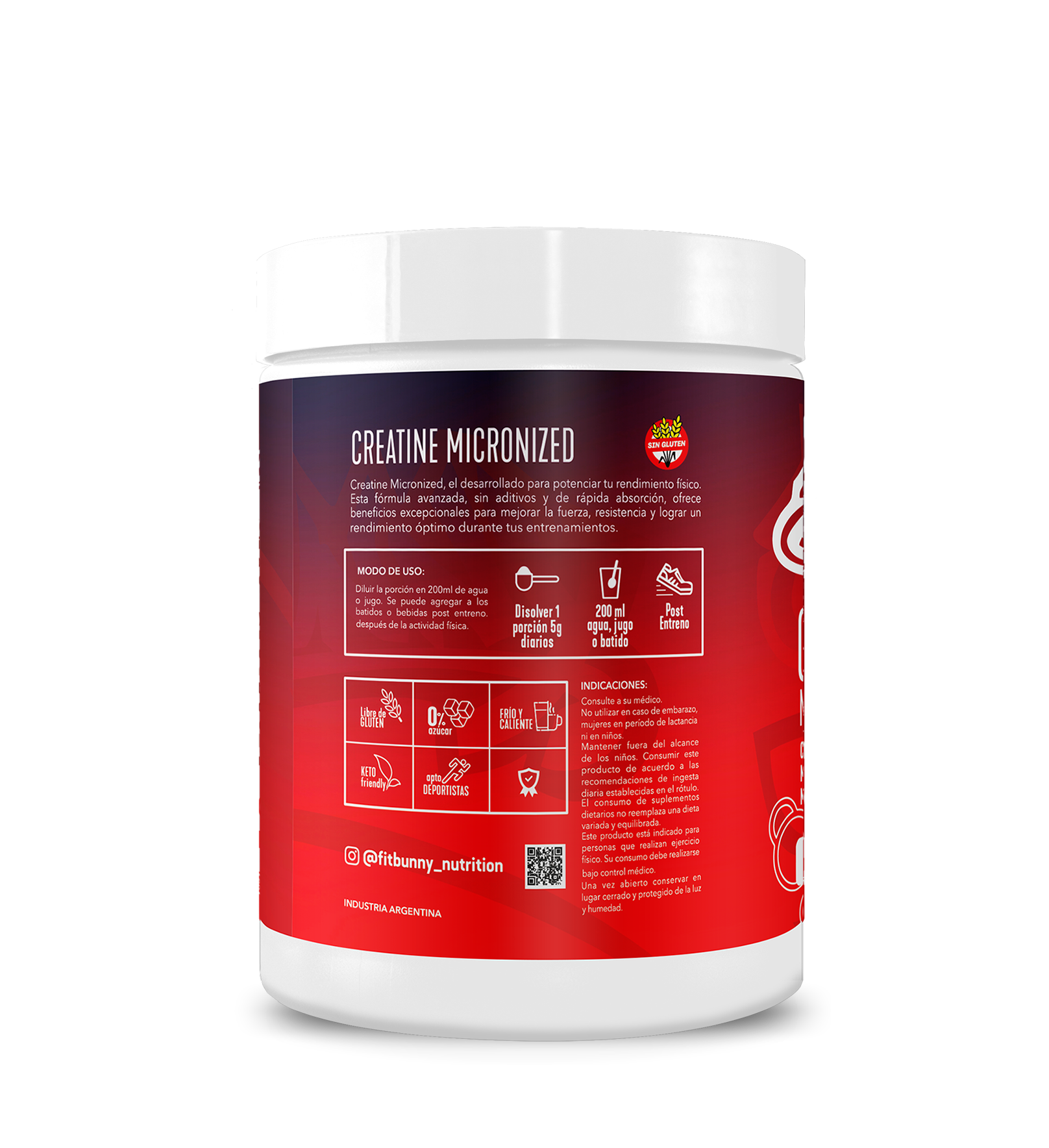 Fitbunny Creatina Monohydrate Ultramicronized Pote De 300g - Imagen 4